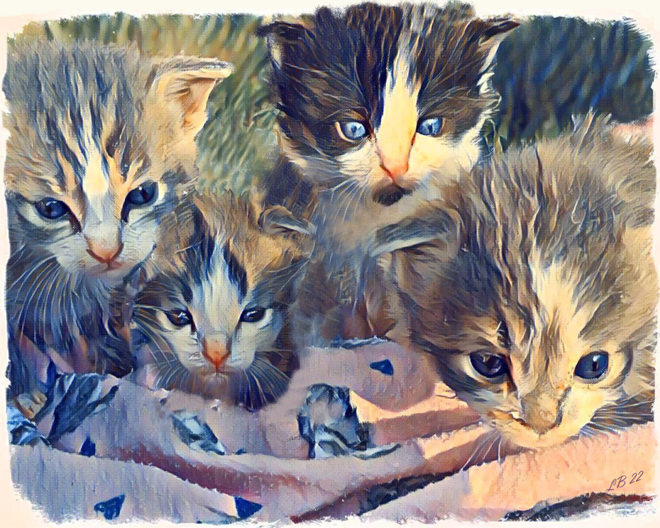 Portrait of four adorable kitten